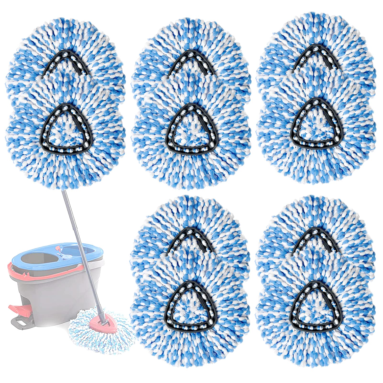 Photo 1 of 10 Pack Spin Mop Replacement Heads, Only Fit for RinseClean 2-Tank System, 100% Microfiber Spin Mop Refills,Spinning Mop Replace Head for Easy Wring Mop Floor Cleaning