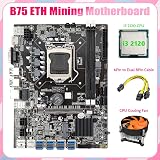 Zunedhys B75 Mining Motherboard 8X PCIe USB i3 2120 CPU LGA1155 Power Cable Fan view 7