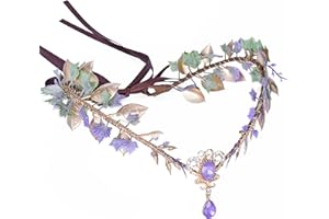 MOSTORY Purple Flower Elf Crown - Woodland Fairy Crown Elf Floral Headpiece Forest Elven Circlet for Renaissance Accessory Women Renfaire Outfit Cosplay