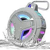 EBODA Shower Bluetooth Speaker, IPX7 Waterproof Portable Floating Speakers with Loud HD Sound, True Wireless Stereo Speaker with LED Light, 24H Play for Shower Pool Beach, Gifts for Men, Women - Gray