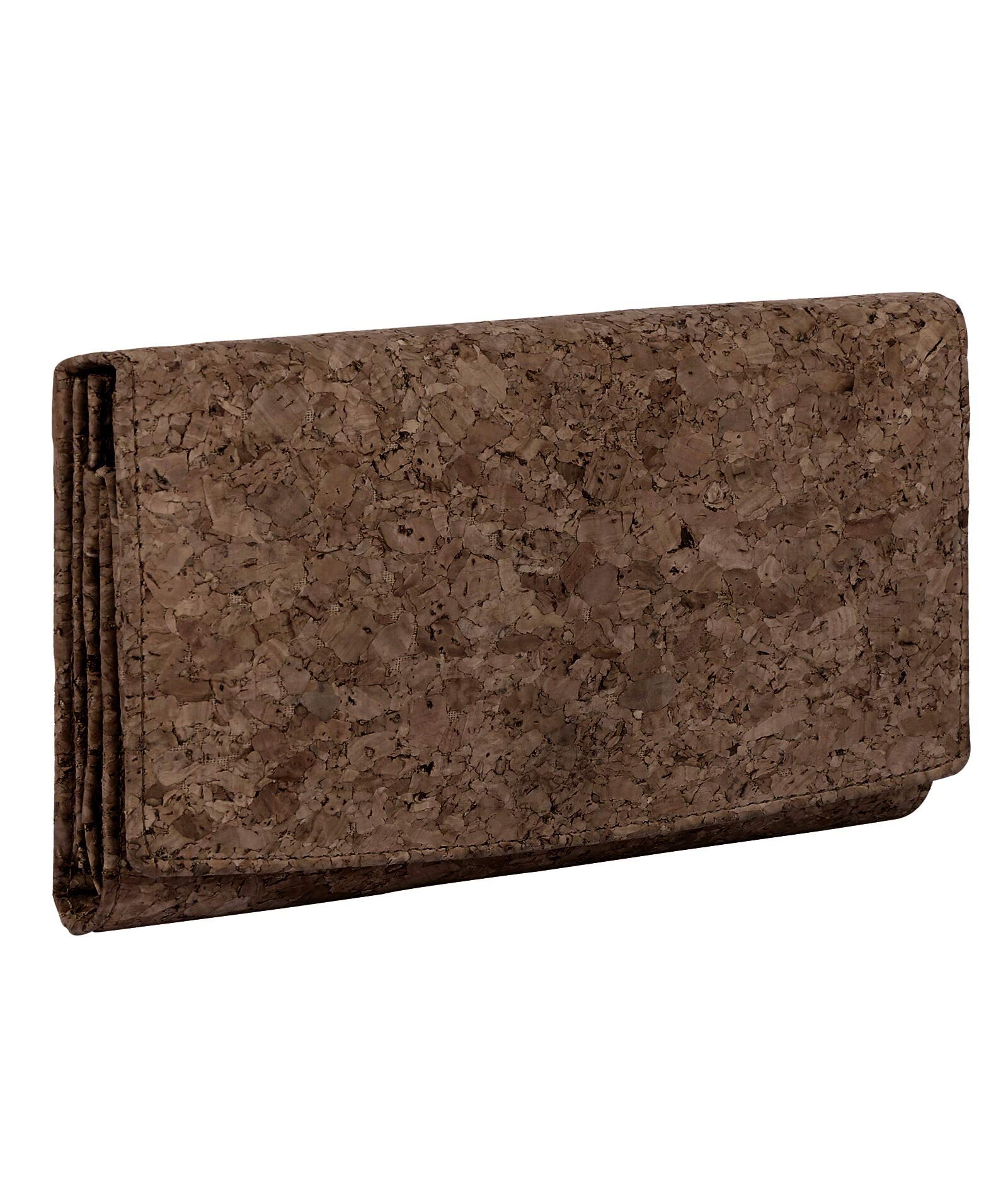 Hudson & James Ladies Designer Cork Vegan RFID Blocking Shield Card Holder Wallet Purse Multi Credit Card Women Clutch Wallet with Zip Pocket (Cork Brown)