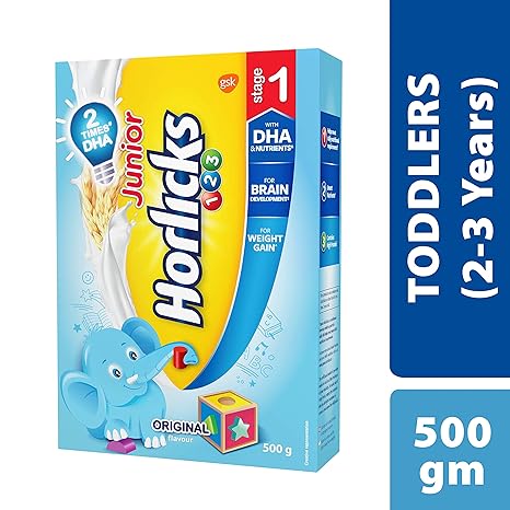 Junior Horlicks Stage 1 (2-3 years) Health & Nutrition drink-500 g Refill pack (Original flavor)