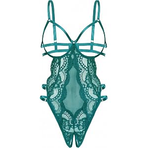 Avidlove Lace Lingerie for Women Strappy Cut Out Sexy Teddy Bodysuit | One Piece Outfits, Adjustable Strap, Mesh Teardrop Fro