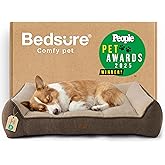 Bedsure SupportMax&reg; Extra Thick Orthopedic Dog Bed Medium Size Dog | People PET AWARDS, 35" Supportive Couch for Senior Dogs, 100% Removable Washable Cover, Comfy Pet Sofa with Sherpa, Brown
