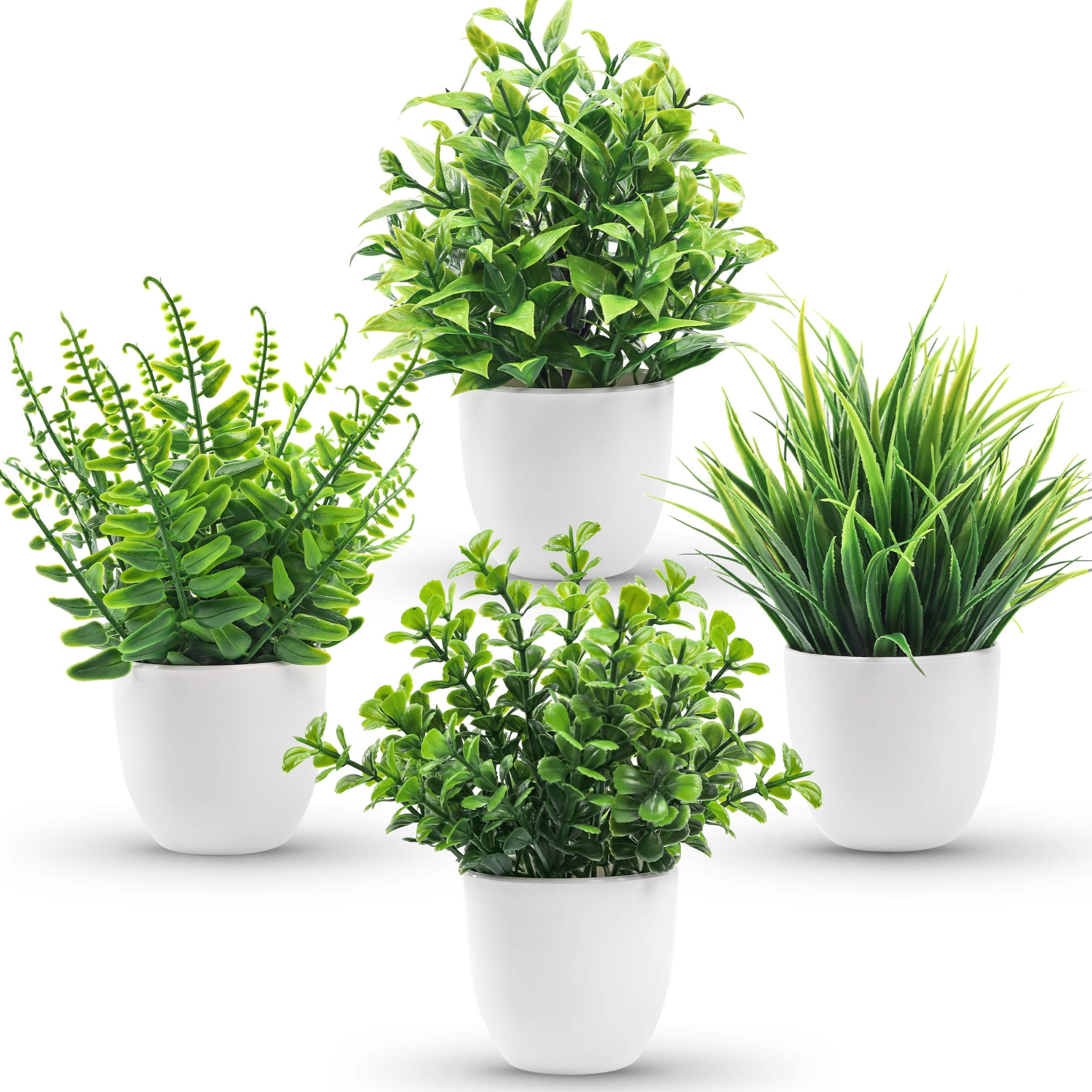 Der Rose 4 Pack Fake Plants Small Artificial Faux Potted Plants for ...