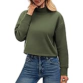 kakola Womens Mock Neck Sweatshirts Fleece Lined Cropped Oversized Mockneck Pullover Sweatshirt Trendy Casual 2025 Fall