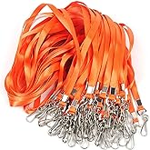 Beebel Orange Lanyards 100 Pcs Lanyard for Id Badges Flat Lanyard with Badge Clip with J-Hook (Orange)