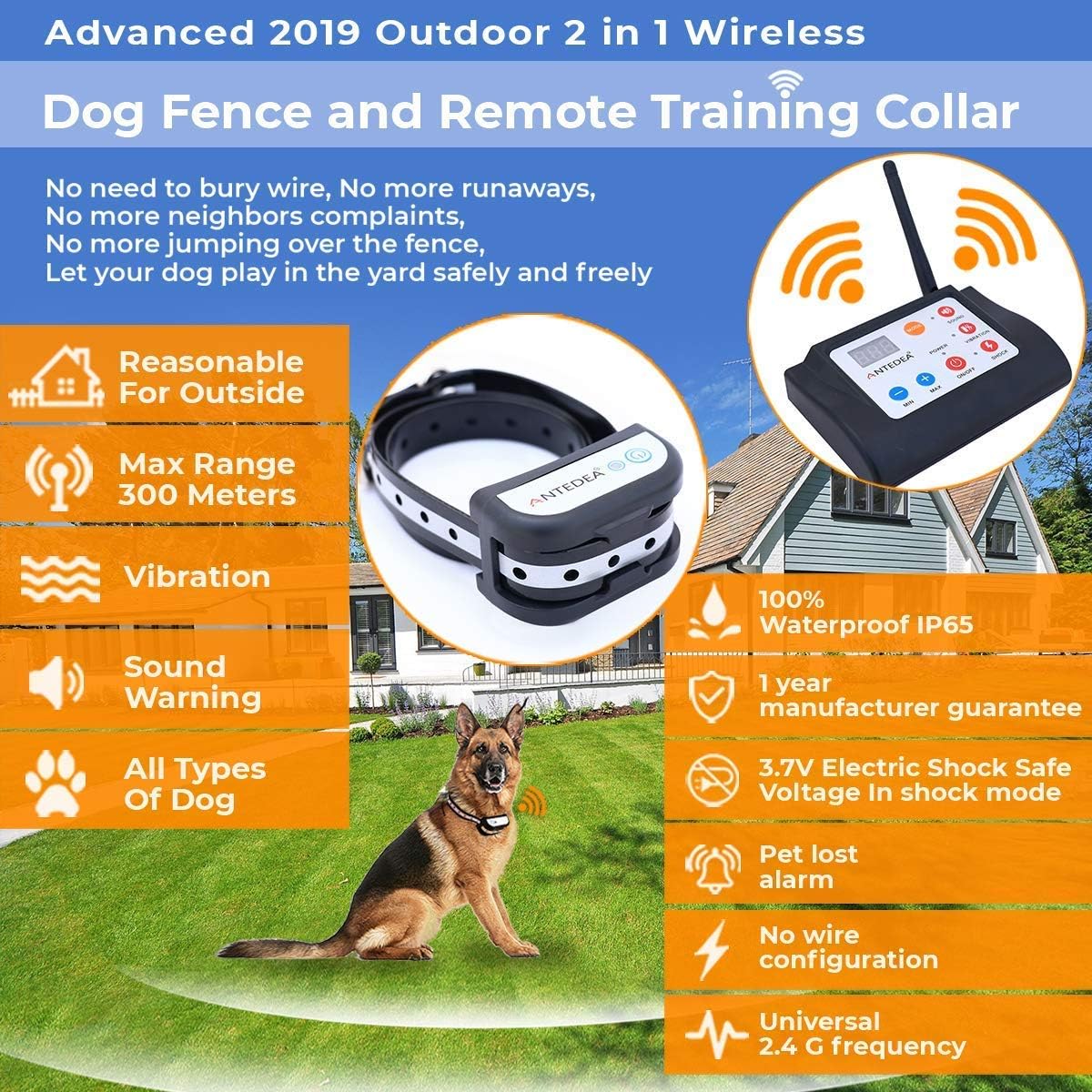 Reviews 2 in 1 Wireless Dog Fence & Training Collar for All Type dog