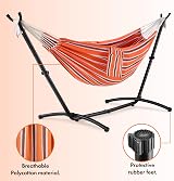 VonHaus Hammock with Stand Freestanding 2 Person Orange Stripe view 8