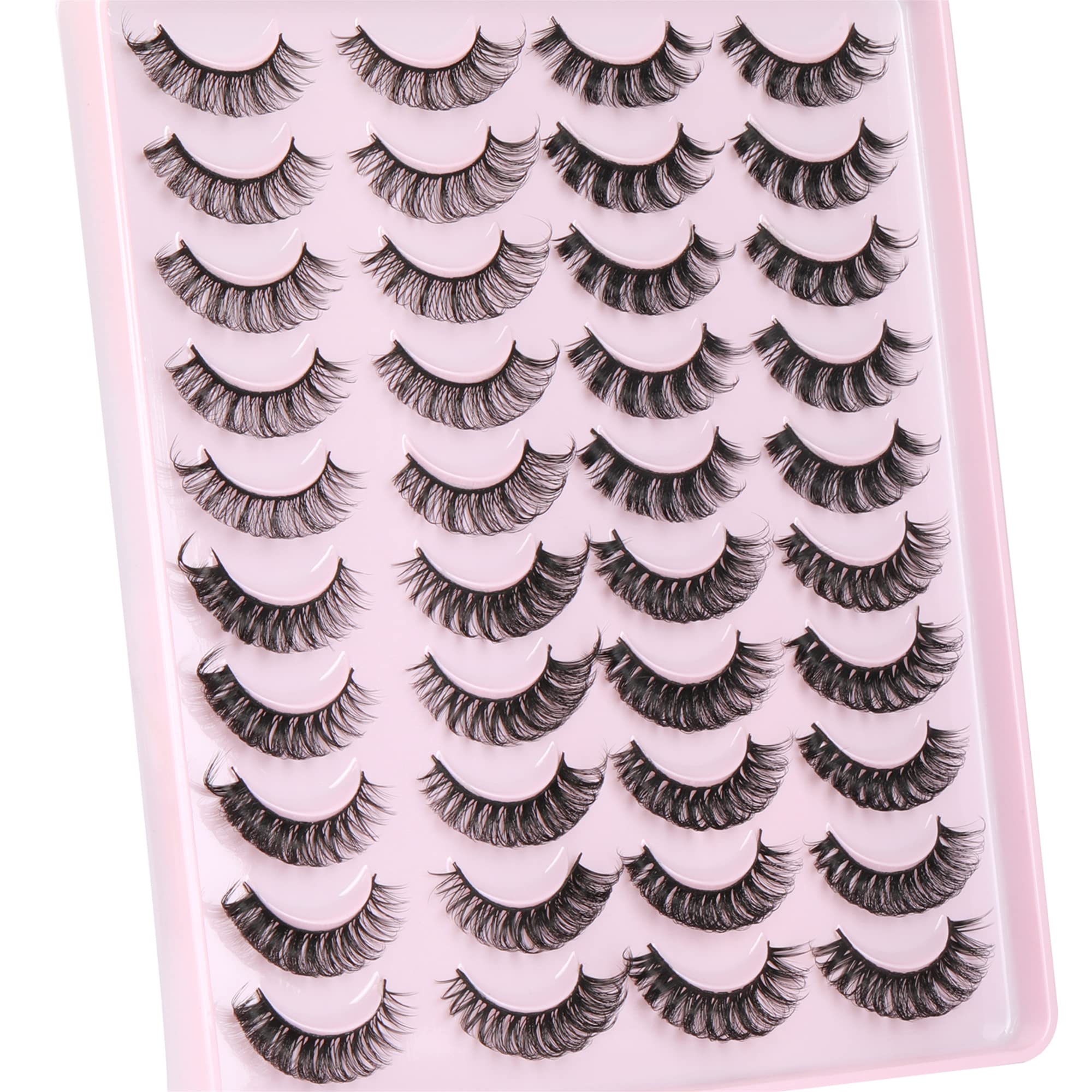 False Eyelashes Natural Look Russian Strip Lashes D Curl Fluffy Wispy Faux Mink Lashes 20 Pairs 4 Styles Volume Curly Fake Eyelashes Pack — image 1
