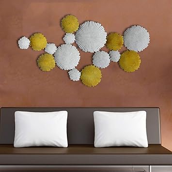 Buy Craftter Beautiful White And Yellow Flowers Set Metal Wall