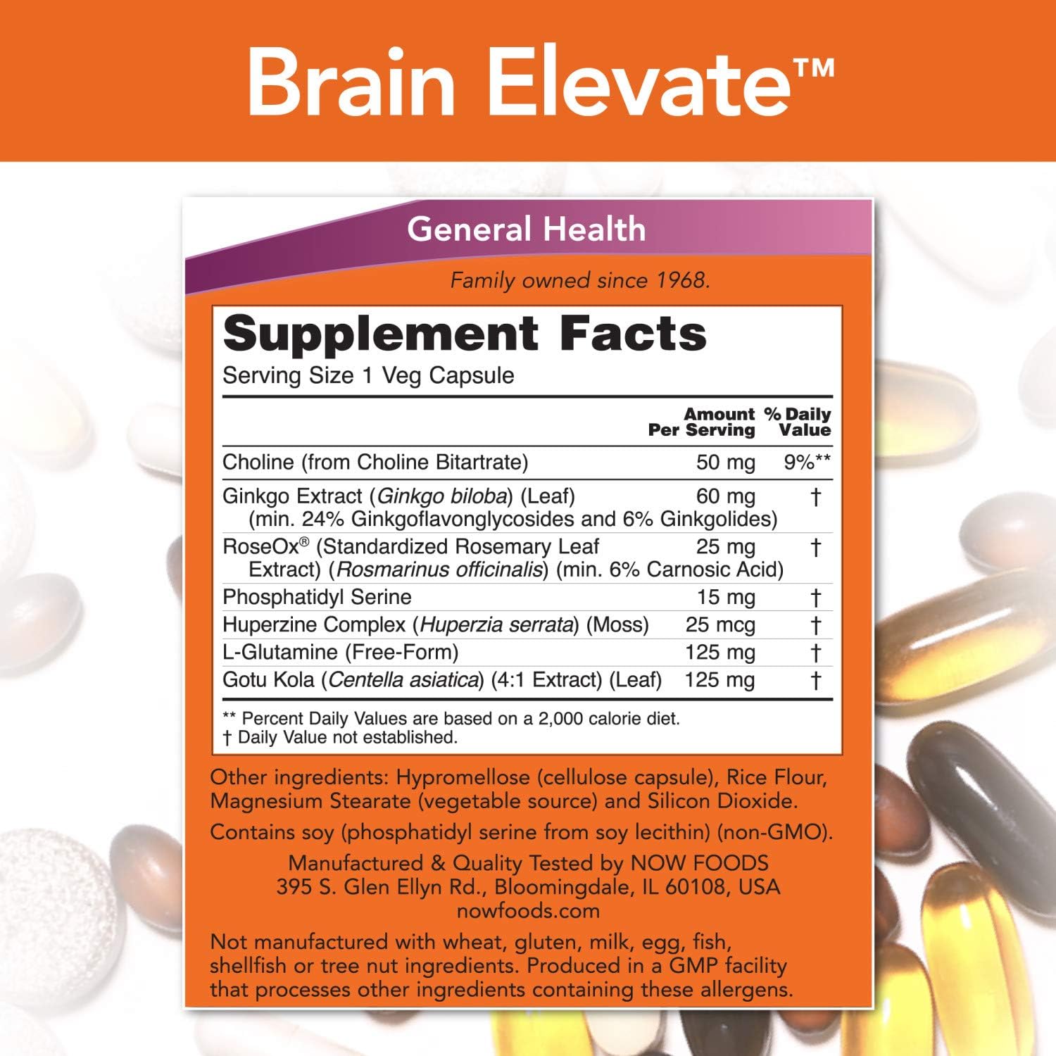 NOW Supplements, Brain Elevate, Featuring Ginkgo Biloba, RoseOx and Phosphatidyl Serine, 120 Veg Capsules: Health & Personal Care