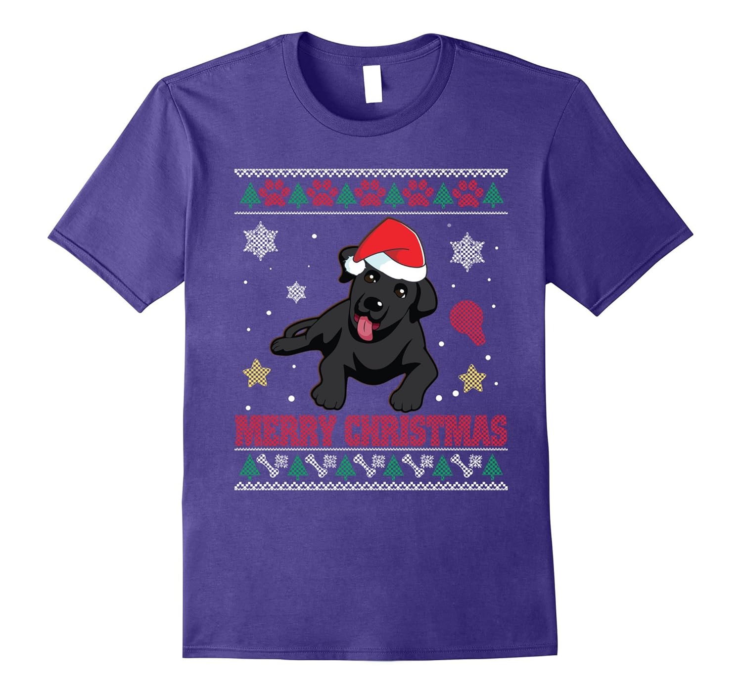 BLACK LAB Dog Merry Christmas T-Shirt Ugly Sweater-ANZ