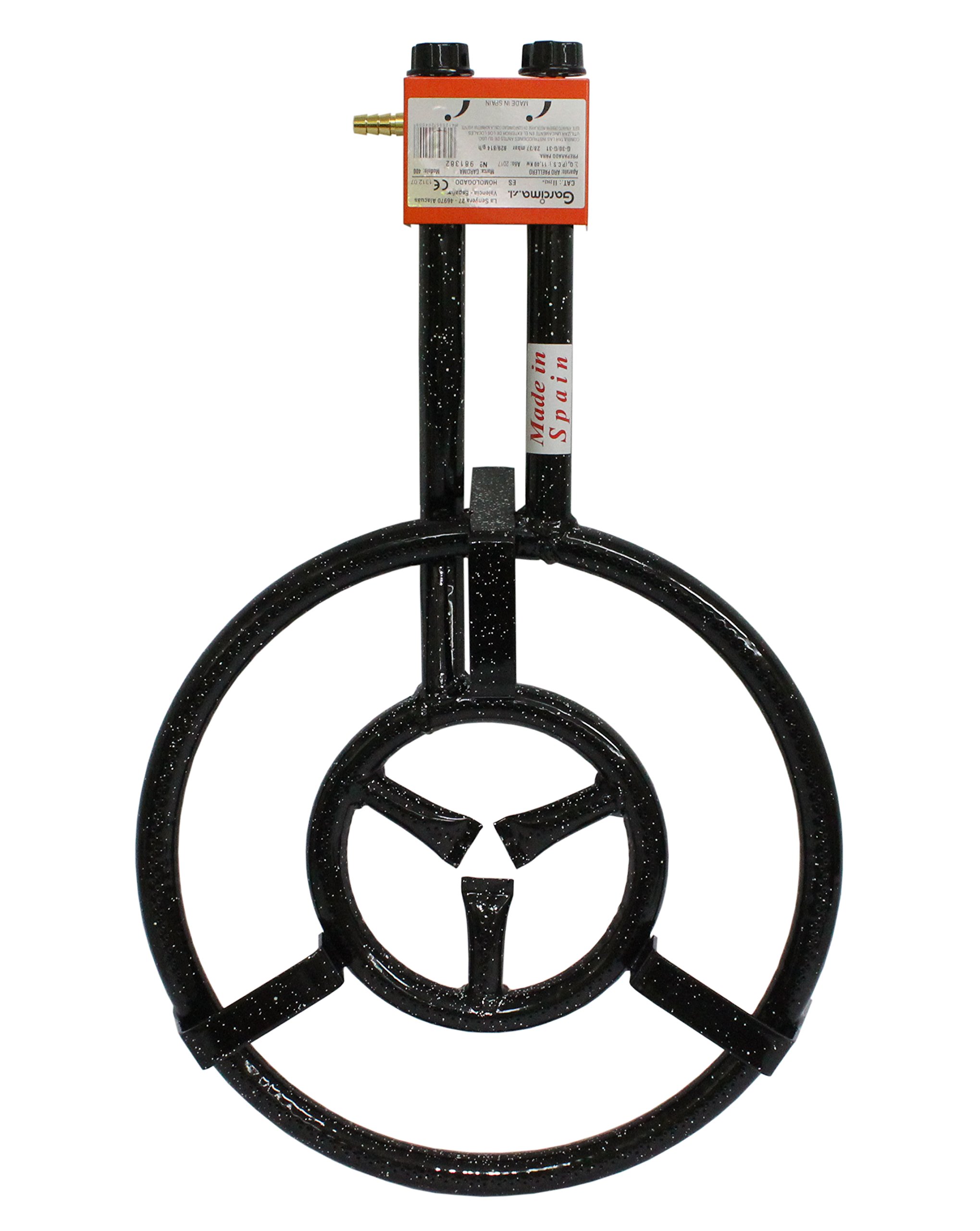 Garcima Paella Dual Ring Butane/Propane Gas Burner, Black, 40 cm