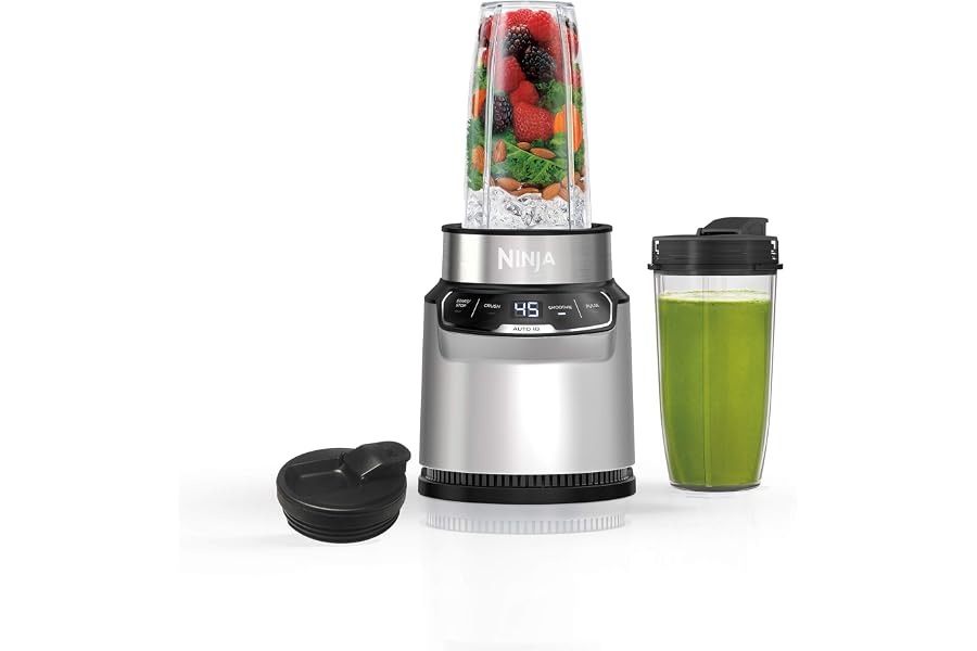 Ninja Nutri-Blender Pro with Auto-iQ | For Smoothies, Shakes, Frozen Drinks, Salsa, Dips | (2) 24-oz. To-Go Cups & Spout Lids Book