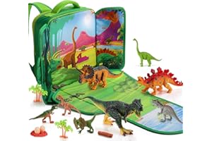 ZapWhiz Dinosaur Toys for Boy, Boys Backpack Toys for Kids 3-9 Kids Travel Backpack with Dinosaur Toy Sets Toys for Ages 2-4 Dinosaur Toys Christmas Birthday Gift for Boys Dinosaur Adventure Backpack