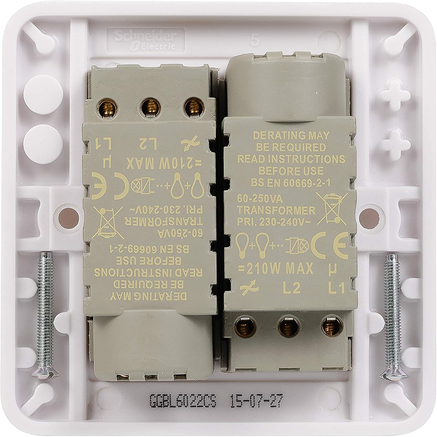 Schneider Electric Lisse 2-Gang 2-Way Dimmer Switch 250W/250VA, White, 2 Gangs - Image 5