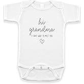 Pineapple Pancake Kids Hi Grandma I Can't Wait To Meet You Pregnancy Announcement Infant Bodysuit - Surprise Gift For Grandma