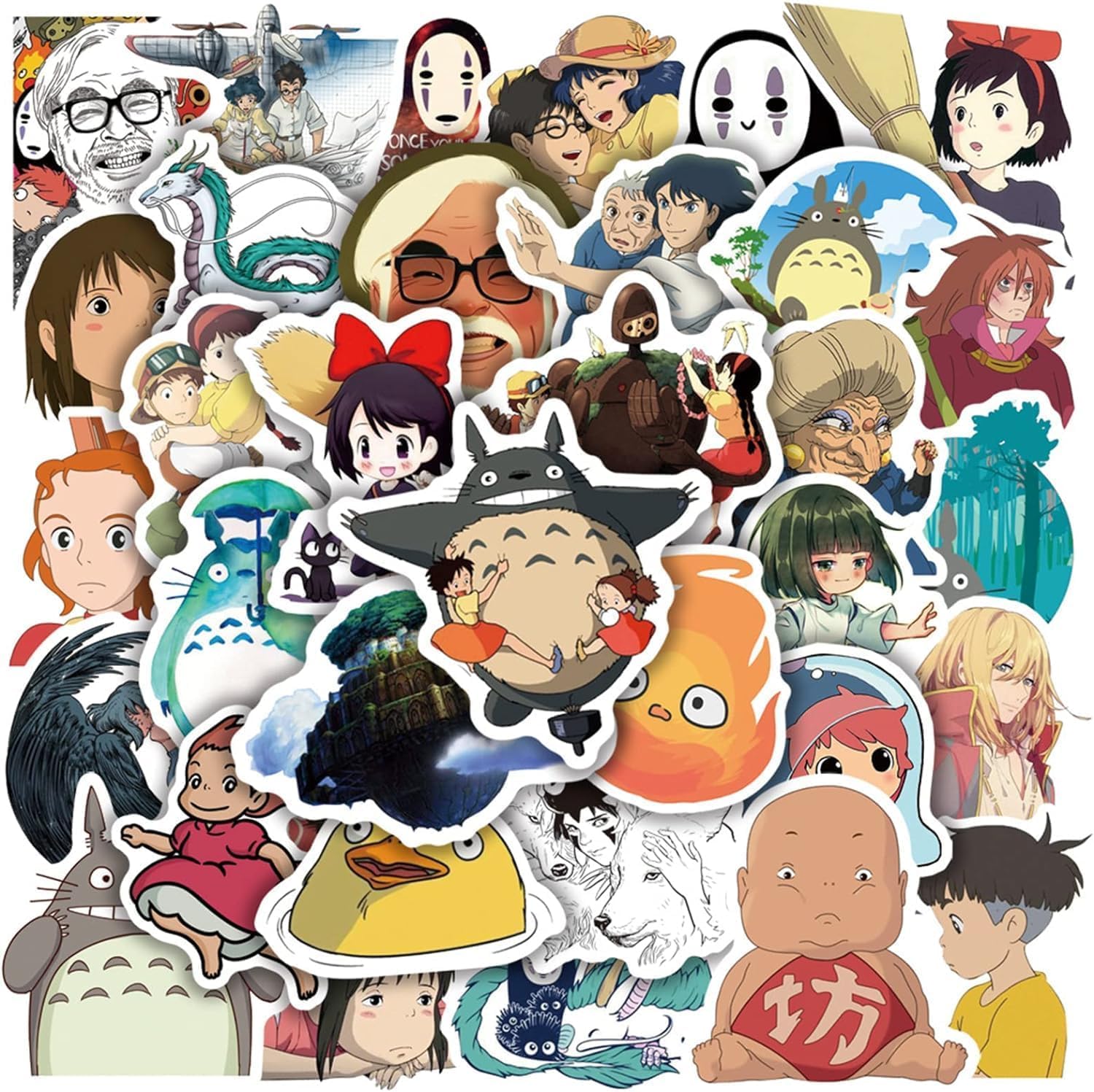 100pcs Miyazaki Hayao Animation Film Theme Stickers Set Random Sticker Decals for Water Bottle Laptop Cellphone Bicycle Motorcycle Car Bumper Luggage Travel Case. Etc (Miyazaki Hayao)