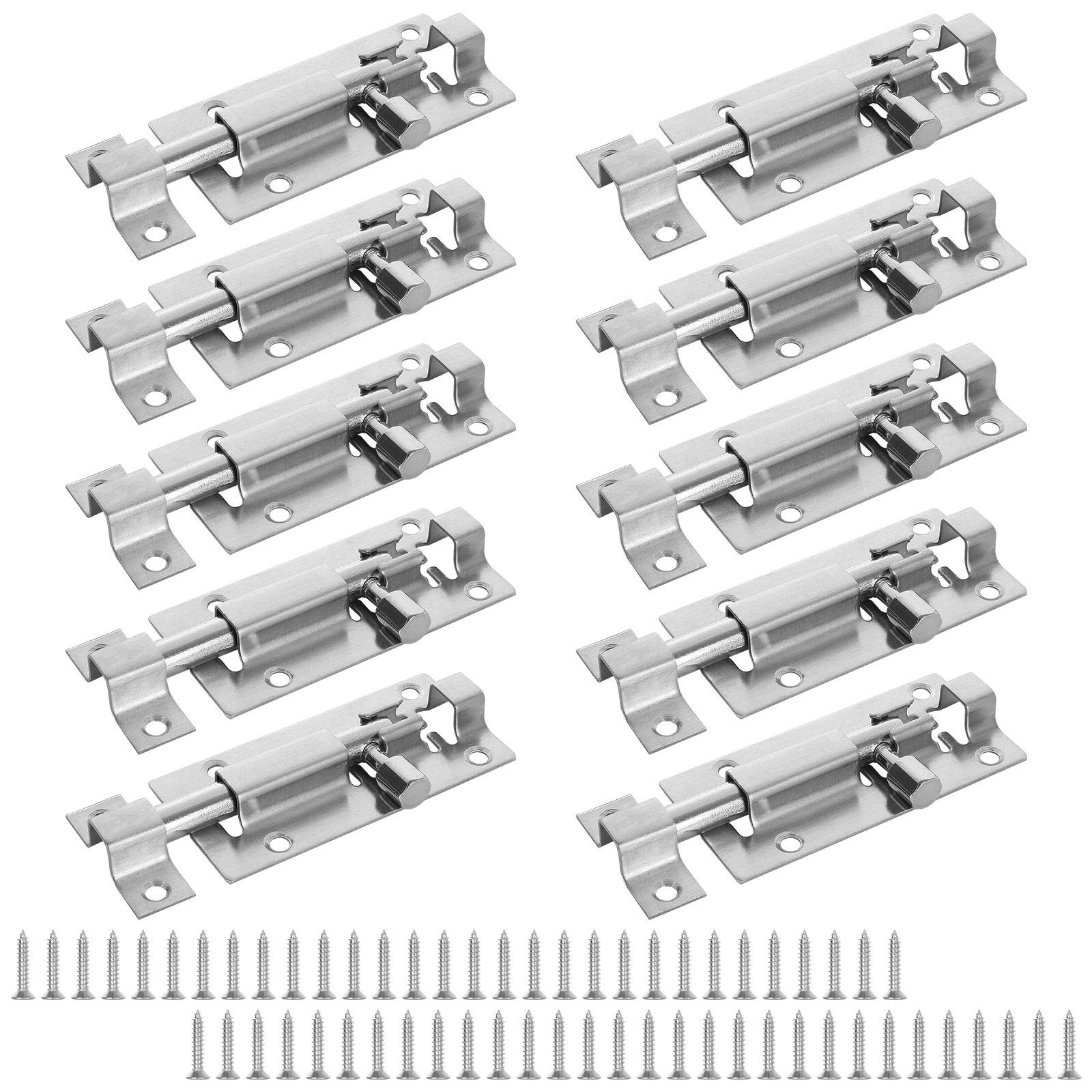 Buy 10Pcs 3 Inch Silver Door Security Slide Latch Lock, Barrel Bolt
