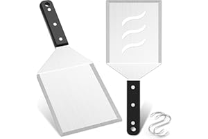 Metal Burger Spatula 2PCS, Leonyo Heavy Duty Stainless Steel Griddle Hamburger Spatula Turner for Barbecue Cast Iron Grilling Flat Top Griddle Accessories
