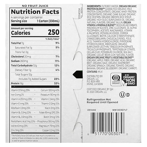 ORGAIN ORGANIC STRAWBERRIES AND CREAM NUTRI SHAKE 4 PACK, 11 FZ