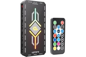 upHere PWM & 5V ARGB Fan Controller Hub - 9-Port Magnetic PC Fan Splitter for ARGB/PWM Computer Fans, SATA-Powered RGB Hub wi