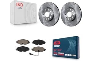 CMX Front Disc Brake Rotors And Ceramic Pads Kit Replacement For Volkswagen Jetta Golf SportWagen Taos Audi A3 Quattro e-Golf