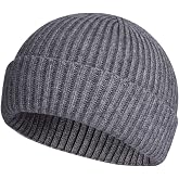 ROYBENS Swag Wool Knit Cuff Short Fisherman Beanie for Men Women Winter Hat | Warm Trawler Beanie Soft Sailor Watch Cap Classic Stylish Fashion Leon Style Hipster Essential Outdoor Sport Daily Skull Caps