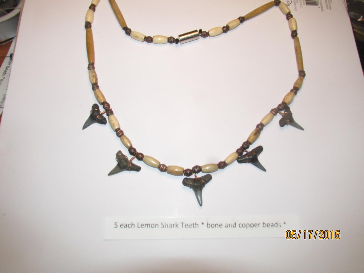 5 tooth real "Lemon Shark Tooth" necklace