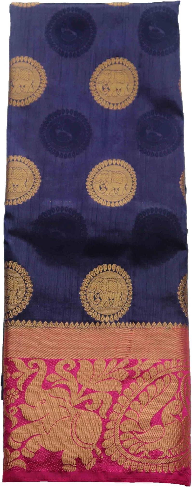arars art silk saree kanjivaram kanchipuram pattu style with designer bloue saree colour navy blue (335)