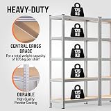 Monzana 5 Tier Heavy Duty Corner Metal Shelving Galvanised 3pc Set view 3