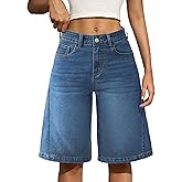 IWD Jean Shorts for Women Mid-Low Waisted Casual Loose Baggy Denim Shorts Y2k Bermuda Shorts Summer Trendy Long Jorts