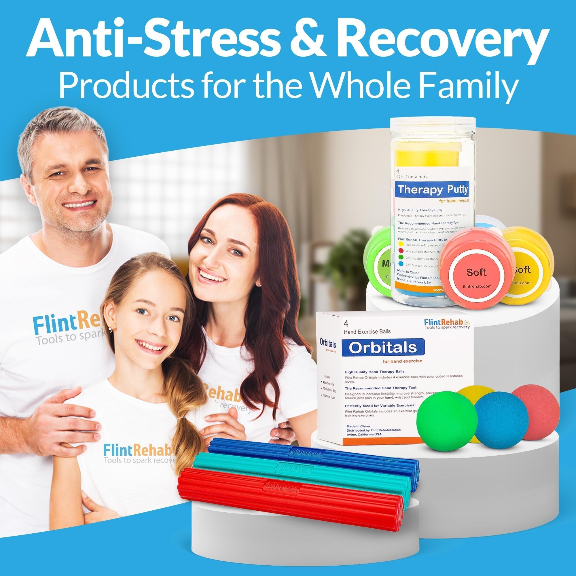 FlintRehab Therapy Putty for Kids & Adults (4 Pack, 3 Oz Each) - Putty for Hand Therapy, Fidgeting & Stress Relief - Non-Toxic Resistive Exercise Putty to Improve hand strength - Set of 4 Strengths