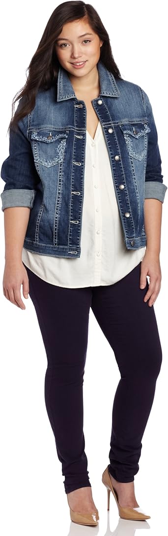 embroidered denim jacket plus size