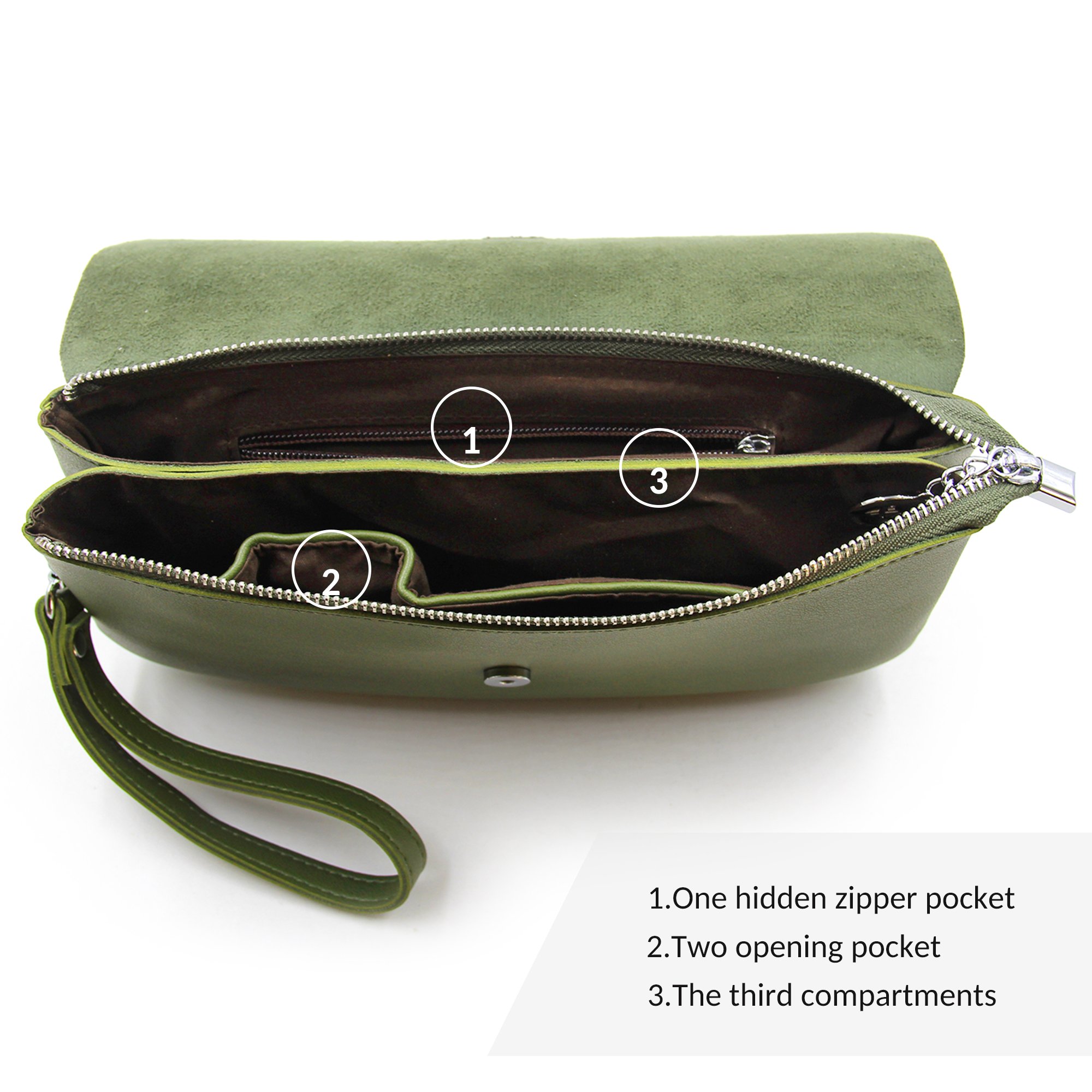 Women\'s Clutches Clutch Handbag Crossbody Shoulder Wristlet Clutch Purse for Party Wedding (Green)