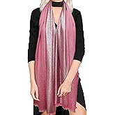 Gragengs Women's Sparkling Metallic Pashmina Shawls and Wraps Long Party Scarf Solid Color Two Tone