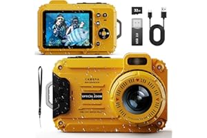 MONITECH Waterproof Camera, 48MP Digital Camera Underwater with 32GB TF Card, 2.8" IPS Screen 33FT Waterproof, 6X Optical Zoom, Dustproof Shockproof for Snorkeling, Surfing, Rafting