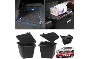 FANPBOW 2024-2022 Tesla Model Y Rear Trunk & Rear Air Outlet Organizer with Lid 5-Seater Latest Version Model Y Accessories Trunk Side Storage Bins Box Protector Packets Black