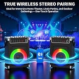JYX Karaoke Machine with 2 Wireless Mics Bluetooth Speaker Bass Treble Echo LED view 8