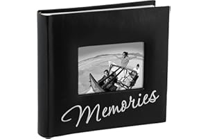 Malden International Designs Memories Cursive 2-Up With Memo Space Photo Album, 160-4x6, Black