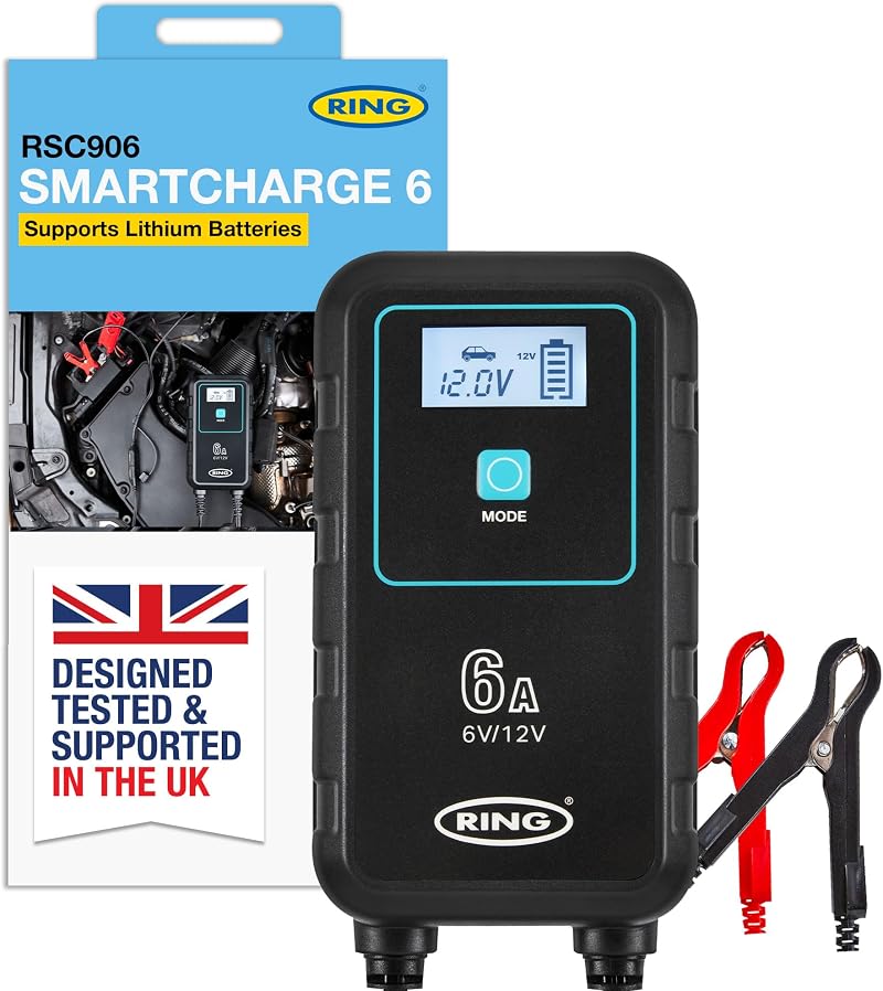 Ring SmartCharge 6A Car Charger & Maintainer with Crocodile Clips