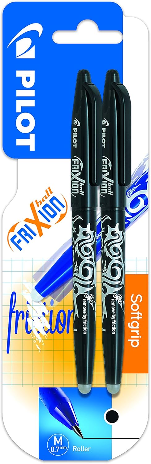 PILOT BLS-FR7-L-S3 - Erasable Ink Pens, Pack of 2, Black, Black/White, 1 count (Pack of 2)