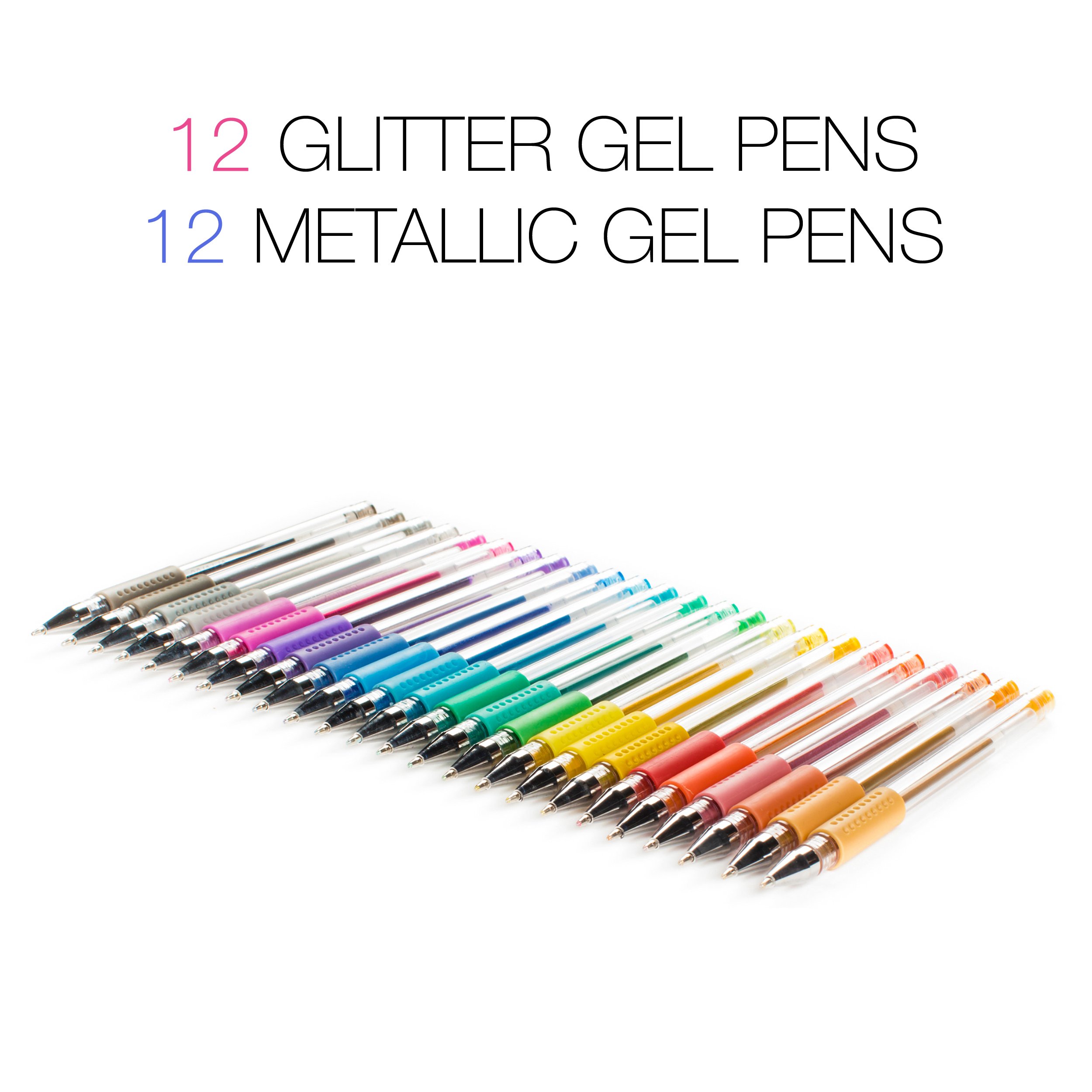 Glitter Gel Pens With Metallic Set Of 24 For Adult Coloring Books