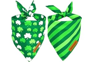 Realeaf St. Patrick's Day Dog Bandanas 2 Pack, Triangle Reversible Pet Scarf for Boys and Girls, Premium Durable Fabric, Holiday Bandana for Medium and Large Dogs (Large)