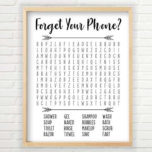 Amazon Com Forget Your Phone Bathroom Decor Word Search Puzzle Unframed 8x10 Inch Print Forget Your Phone Bathroom Sign Word Search Forgot Your Phone Bathroom Sign Funny Bathroom Decor Bathroom Humor Handmade