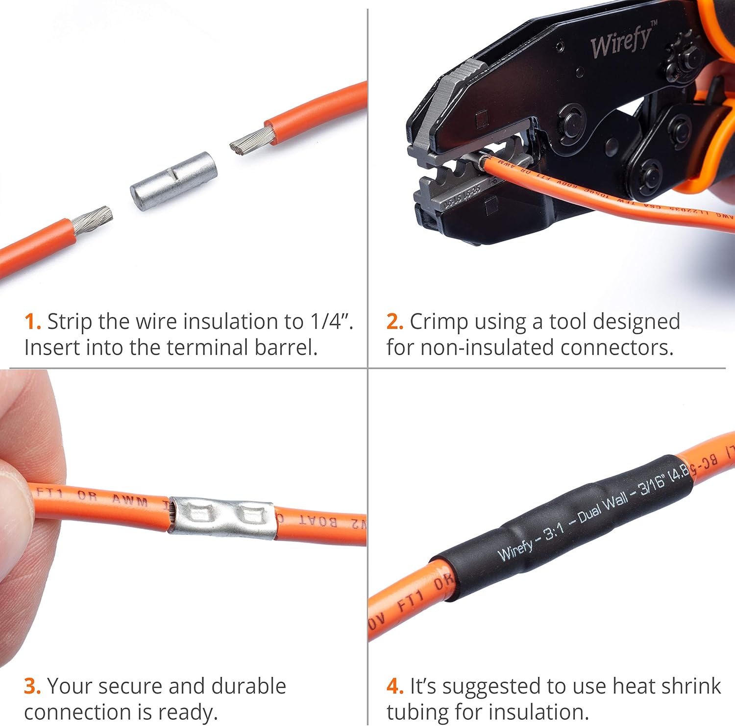 Wirefy 100 PCS Non Insulated Butt Connectors Kit - Butt Splice Wire Connectors - Electrical Crimp Terminals - 24-8 AWG: Home Improvement