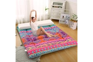 JZGYDD Bohemian Retro Japanese Floor Mattress Cover, Futon Covers with Zipper,100% Cotton Soft Tatami Mattress Cover, Skin-Friendly and Machine Washable (Queen80 X 60",D)