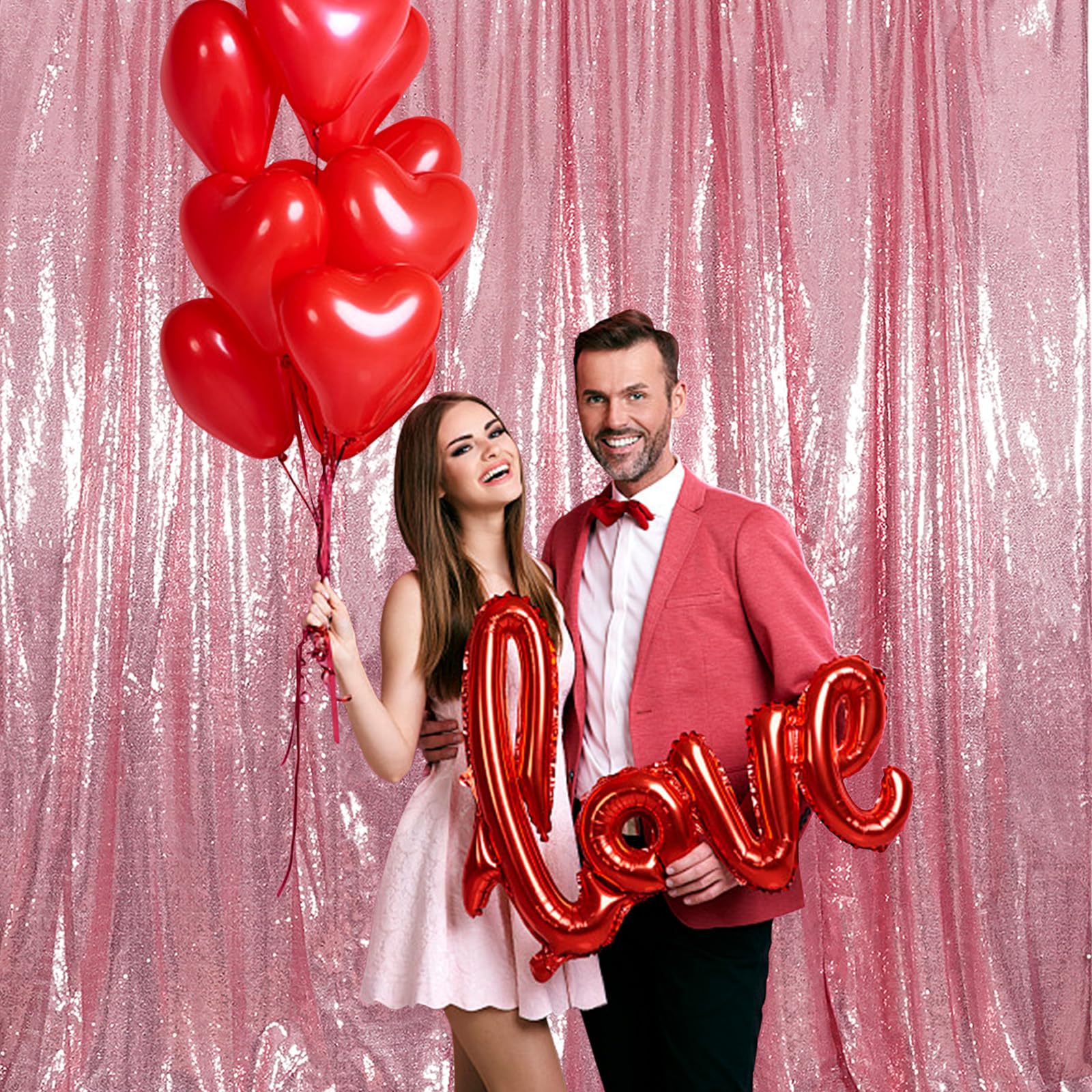 Juya Delight Fuchsia Pink Sequin Backdrop Curtains