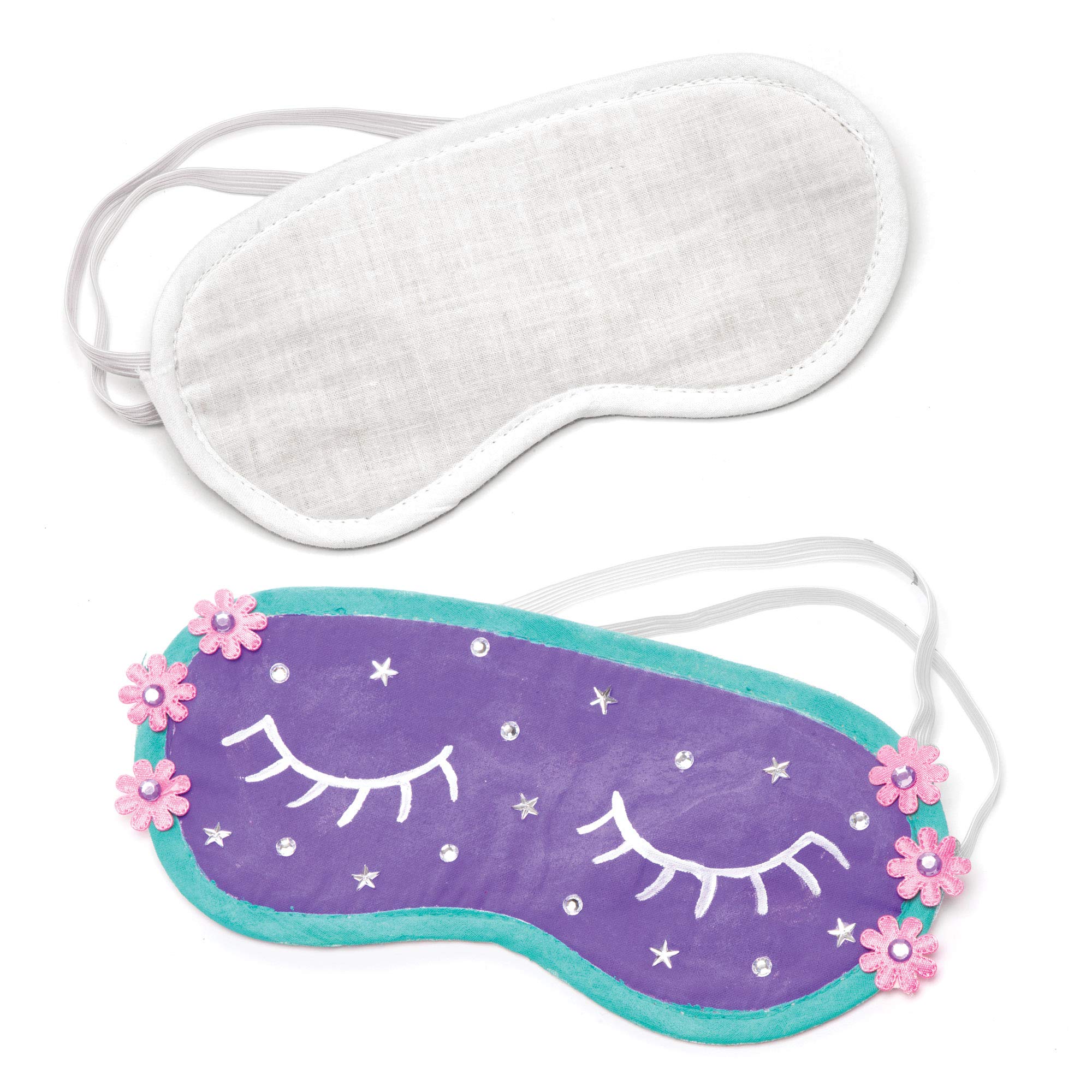 Baker Ross AW329 Fabric Eye Mask - Pack of 3, Decorate Your Own Mask Kit, Canvas Masks for Kids to Decorate and Wear to Party's or Dressing Up